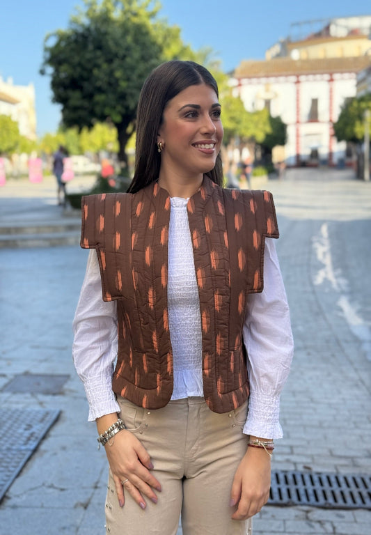Chaleco Lidia Marrón y Naranja