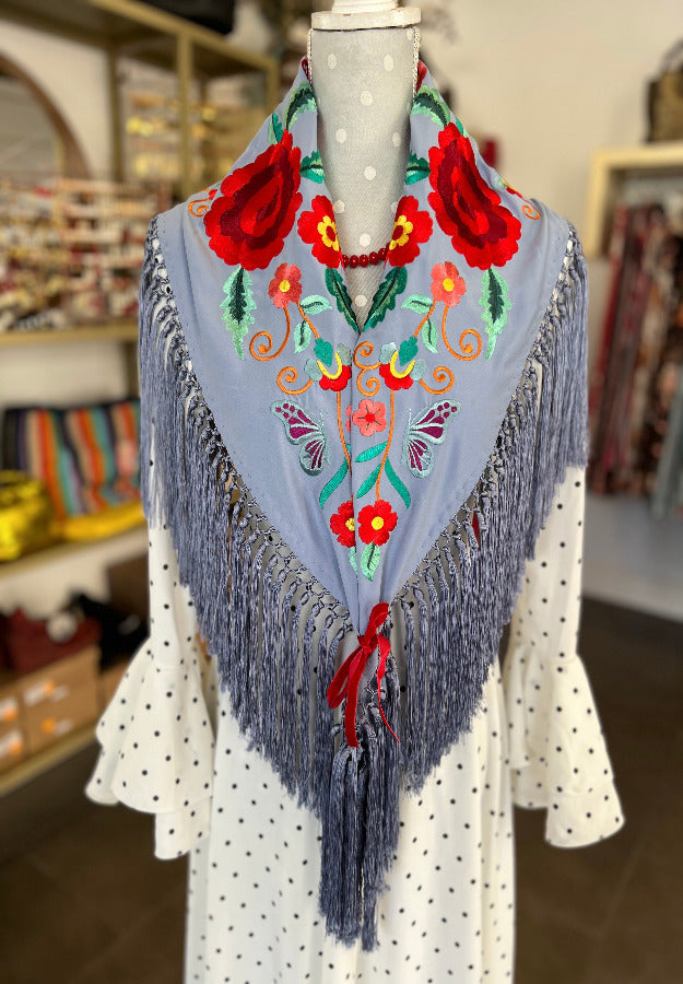 Mantón Celia Celeste