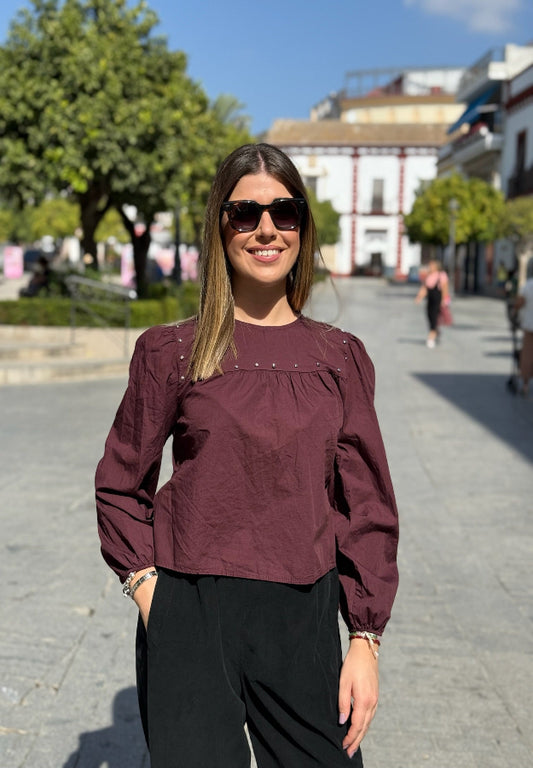 Blusa Carmen Burdeos