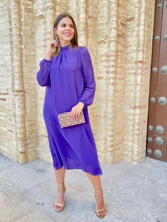 Vestido midi gasa violeta • La Tienda de Luca